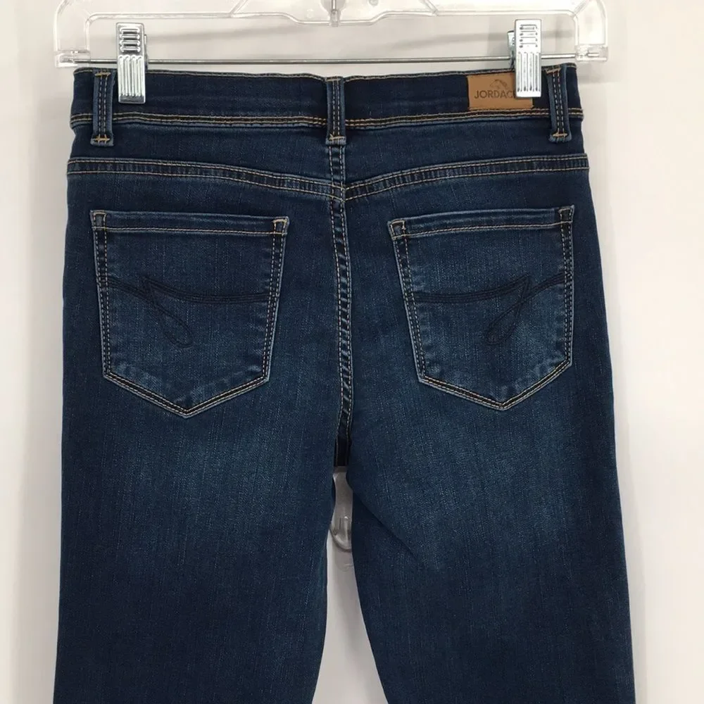 Jordache Blue Dark Wash Skinny Jeans Whiskering 16 Sl